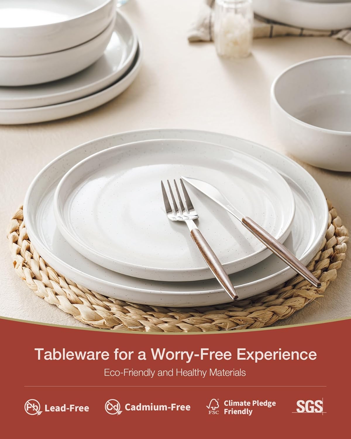 Famiware Milkyway Dinnerware Set with Mugs, Service for 4 (16pcs), Ribbed Stoneware Plates and Bowls Dishes Sets - Chip & Scratch Resistant, Microwave & Dishwasher Safe, White