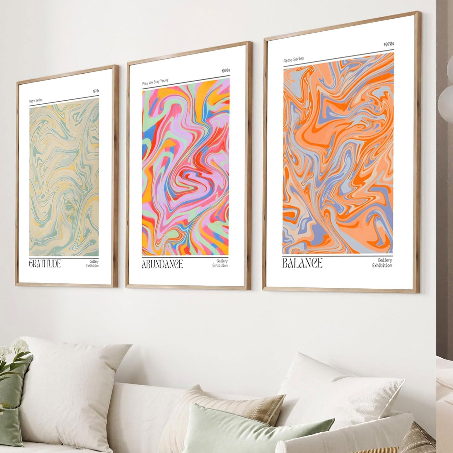 Hwetui Abstract Gradient Posters Retro Colourful Aura Canvas Wall Art Trendy Psychedelic Prints Minimalist Preppy Painting Pastel Picture Home Decor Aesthetic for Living Room12''x16''x3 Unframed