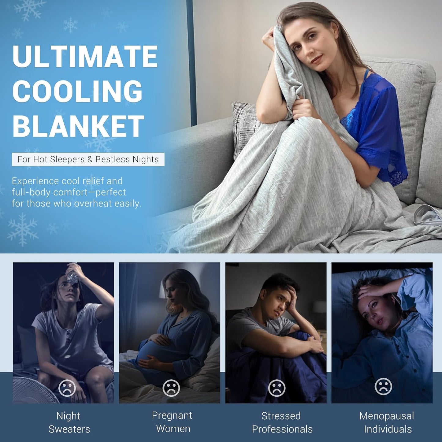 Elegear Revolutionary Cooling Blanket King Absorbs Heat to Keep Body Cool for Night Sweats, Arc-Chill3.0 Cool Fiber Q-Max>0.5 for Hot Sleepers, Lightweight Summer Cold Blankets for Sleeping 108" x 90"