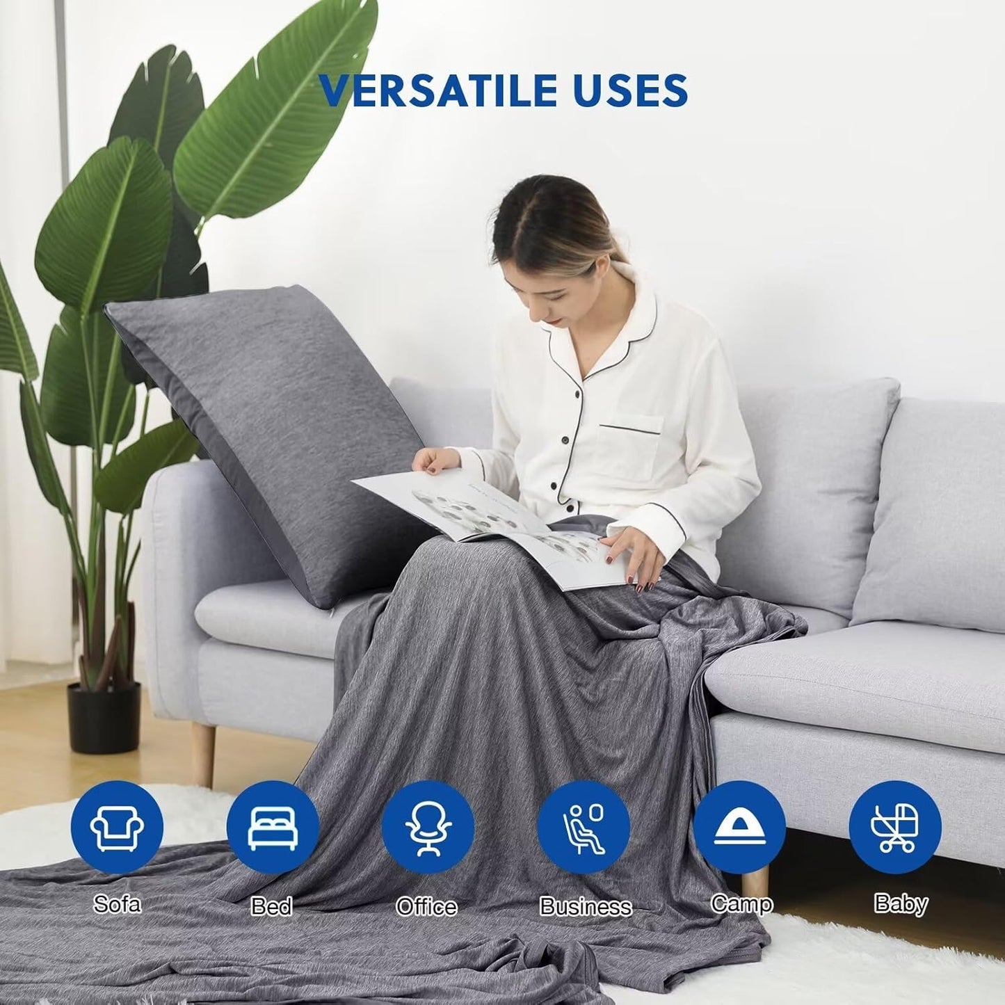 HOMFINE Cooling Blankets for Hot Sleepers - Summer Blanket Thin Lightweight Breathable Soft Double Side Enhanced Cooling for Bed Couch Sofa, Keep Cool for Night Sweats (Black, 108 x 90 inches)