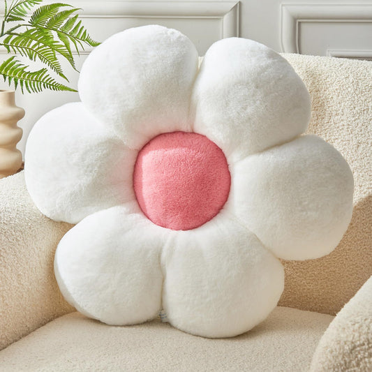 Daisy Shaped Throw Pillow - 15.7In Plush Cute Flower Seating Cushion for Sofa Couch Bed