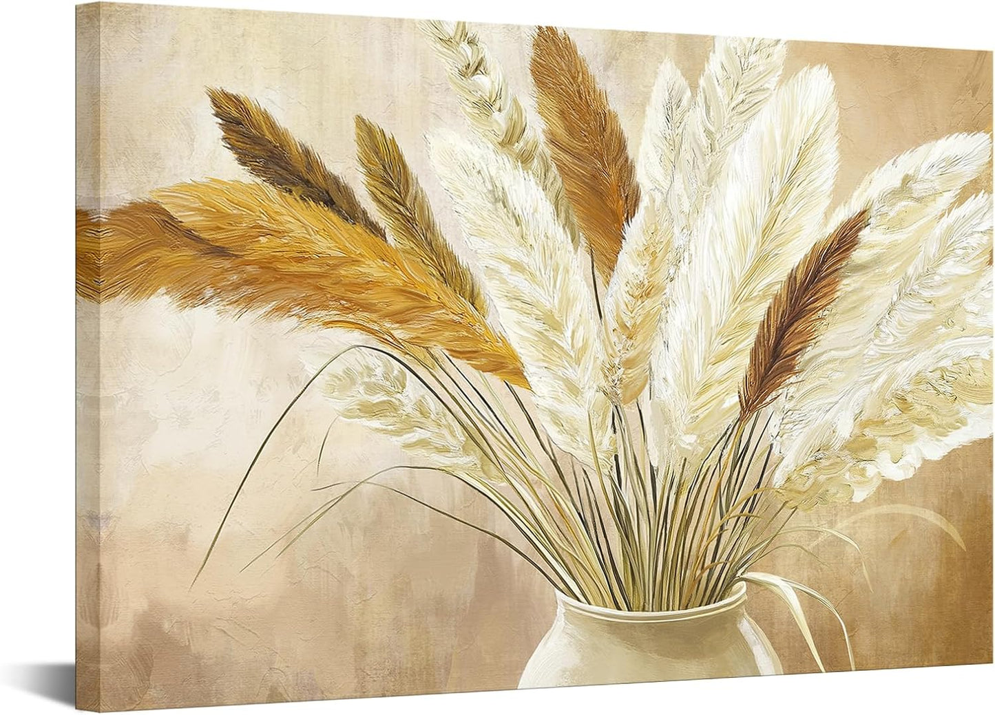 KREATIVE ARTS Vintage Pampas Grass Wall Art 24x36 Inch Boho Botanical Dried Flower Canvsa Print Neutral Beige Wall Decor for Living Room Bedroom Farmhouse Entryway Rustic Home Artwork Ready to Hang
