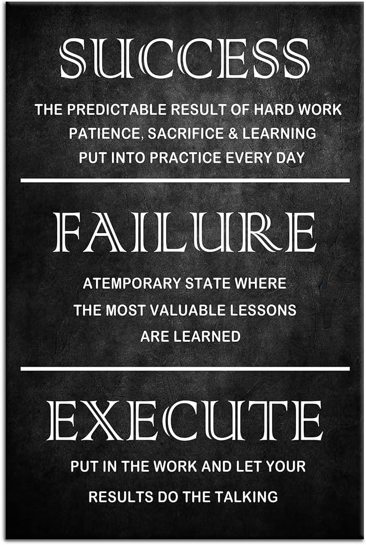 Inspirational Quote Canvas Wall Art Motivational Motto Painting Inspiring Entrepreneur Posters Prints Success Picture Artwork Decor Framed for Home Classroom Office Ready to Hang [24''W x 36''H]