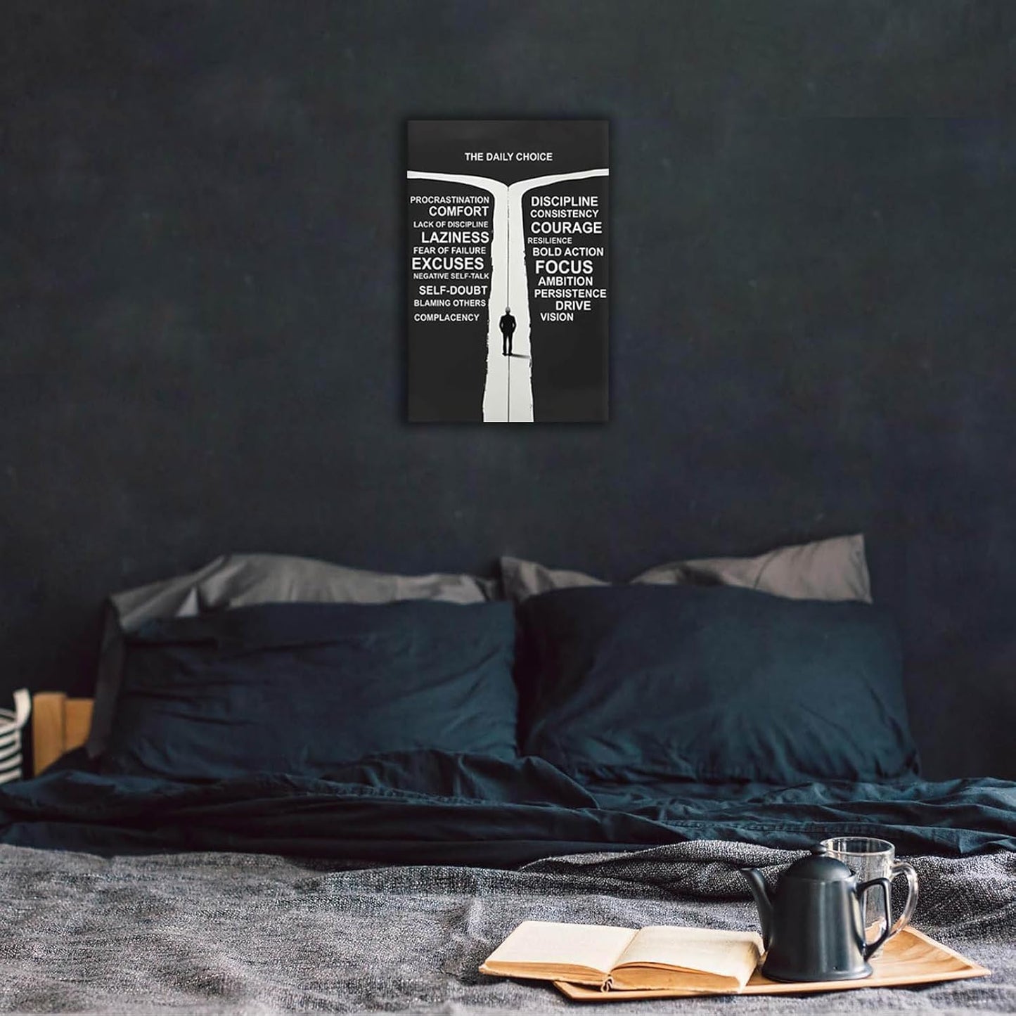 Inspirational Self-Discipline Poster Growing Up The Daily Choice Wall Art Discipline Vs Comfort Choose Prints Painting For Living Room Bedroom Office Wall Decor 16x24in Framed