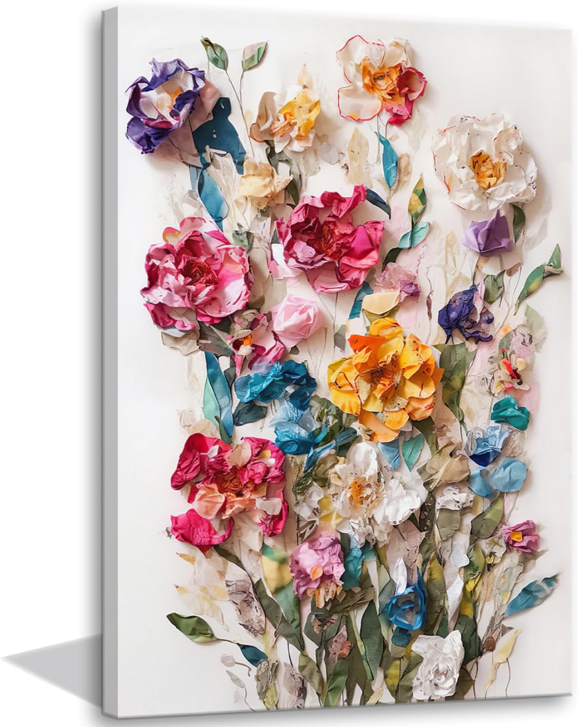 Framed Colorful Floral Canvas Wall Art Flowers Rose Wildflowers painting Wall Decor Artwork Modern Botanical Picture paint Poster Prints Ready to Hang (Floral, 12x16 Inch Framed)