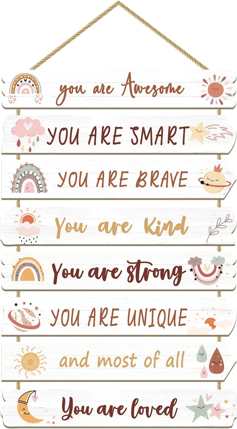 Girls Room Decor Wall Hanging Boho rainbow Room Decor for Girls Bedroom Inspirational Wall Art Rainbow Little Girl Toddler Room Wood Sign Nursery Room Decor (boho)