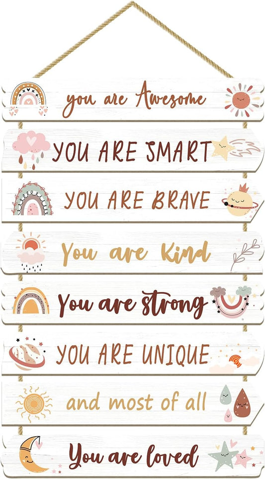 Girls Room Decor Wall Hanging Boho rainbow Room Decor for Girls Bedroom Inspirational Wall Art Rainbow Little Girl Toddler Room Wood Sign Nursery Room Decor (boho)