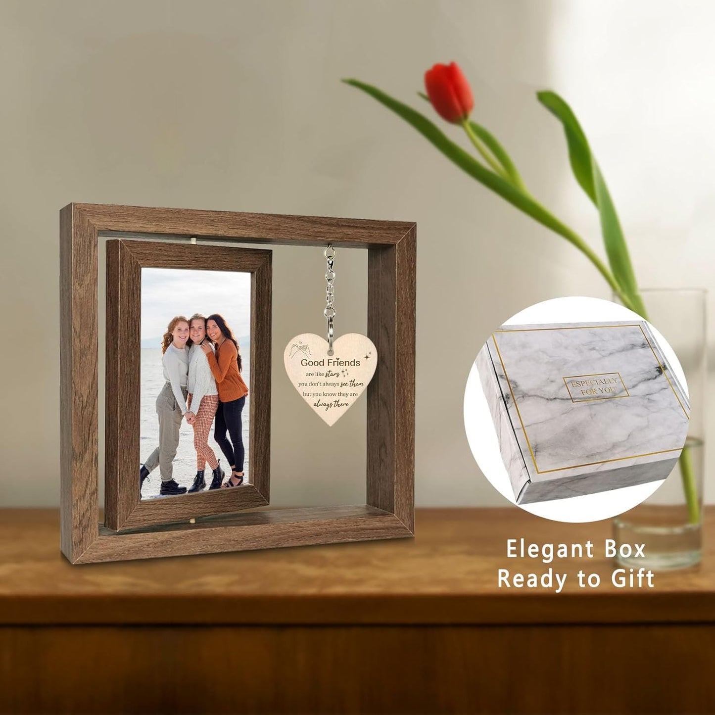 Good Friends Are Like Stars - You Don't Always See Them - But You Know They're Always There Best Friend Picture Frame Gifts for Women Besties BFF, Best Friend Birthday Going Away Gifts
