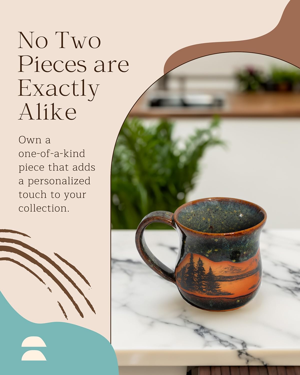 Handmade Ceramic Coffee Mug - Always Azul Mountain Scene 14oz Coffee Mug - Oven, Dishwasher, & Microwave Safe Mug - Kitchen Essentials Made in Colorado, Seamist