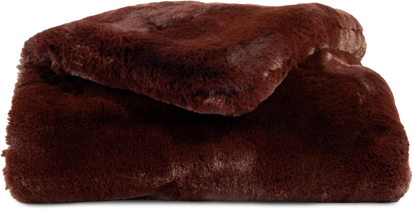 Cozy Earth Cuddle Blanket - Faux Fur Ultra-Soft Luxury Throw Blanket - Thick & Cozy Oversized Design for Lounging or Sharing - Machine Washable - Throw 60" x 50" Burgundy