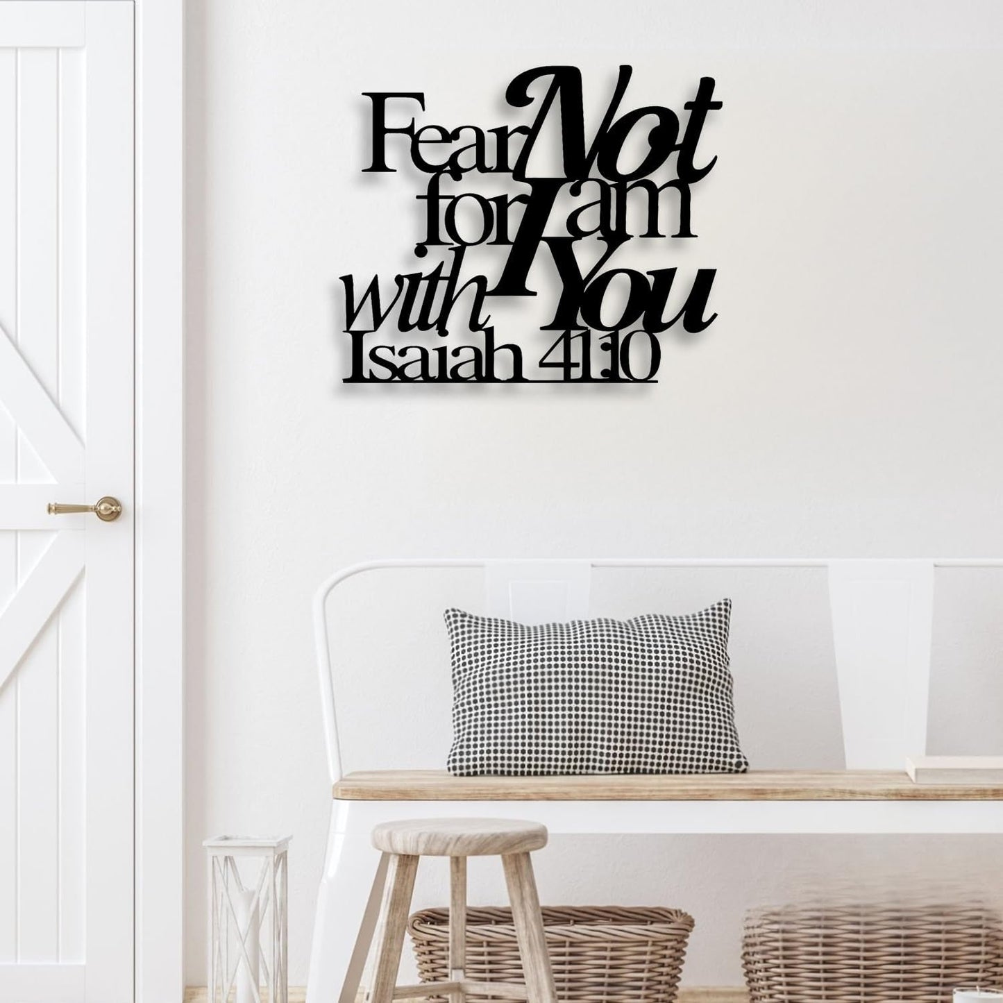 LIYOUYA Isaiah 41:10 Metal Wall Decor - Room Decor Black Christian Scripture Wall Art Home Decor for Living Room, Bedroom, Dining Room (Black)