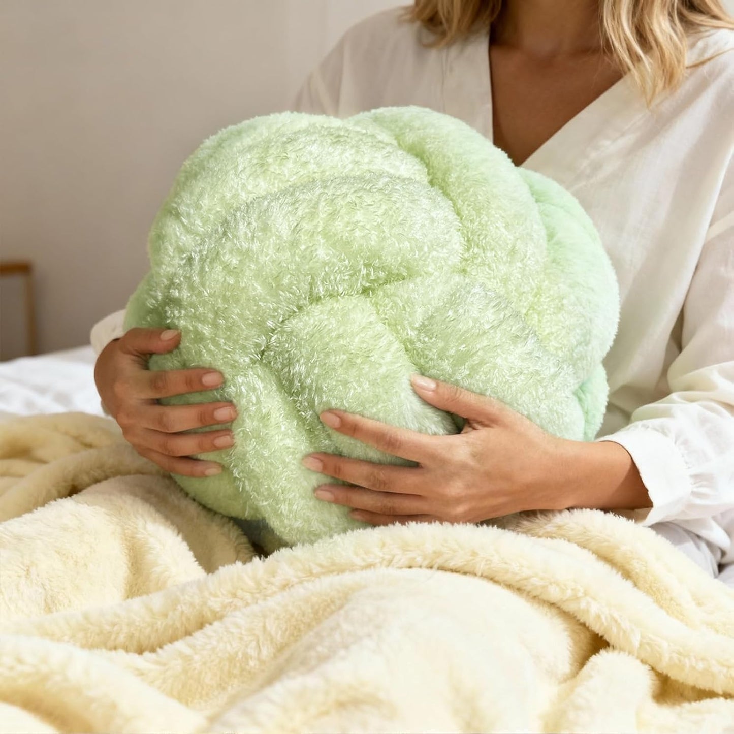 Knot Pillow Ball Plush - Decorative Throw Pillows for Bed Relieve Stress, Round Knot Cushion for Sofa Decor Pet Toy, Sage Green 12 inch