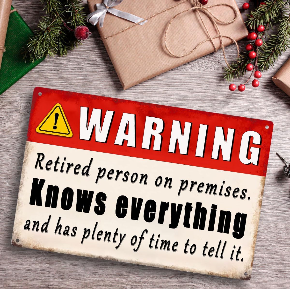 Funny Retirement Gifts For Men Happy Retirement Yard Sign Warning Retired Person On Premises Know Everything Metal Signs Retirement Decorations For Coworkers Retired Gift For Dad Patio Tin Sign