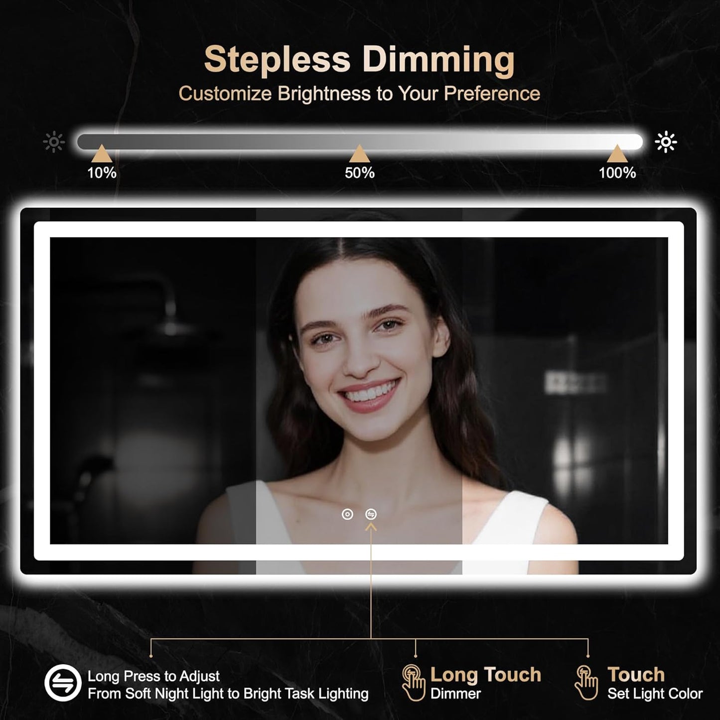 Delma LED Bathroom Mirror with Lights, 30x55 Vanity Mirror for Bathroom Wall, Anti-Fog, Dimmable, Front Lit & Backlit, Memory Function, Shatterproof Tempered Glass, 3 Color Modes(Horizontal/Vertical)