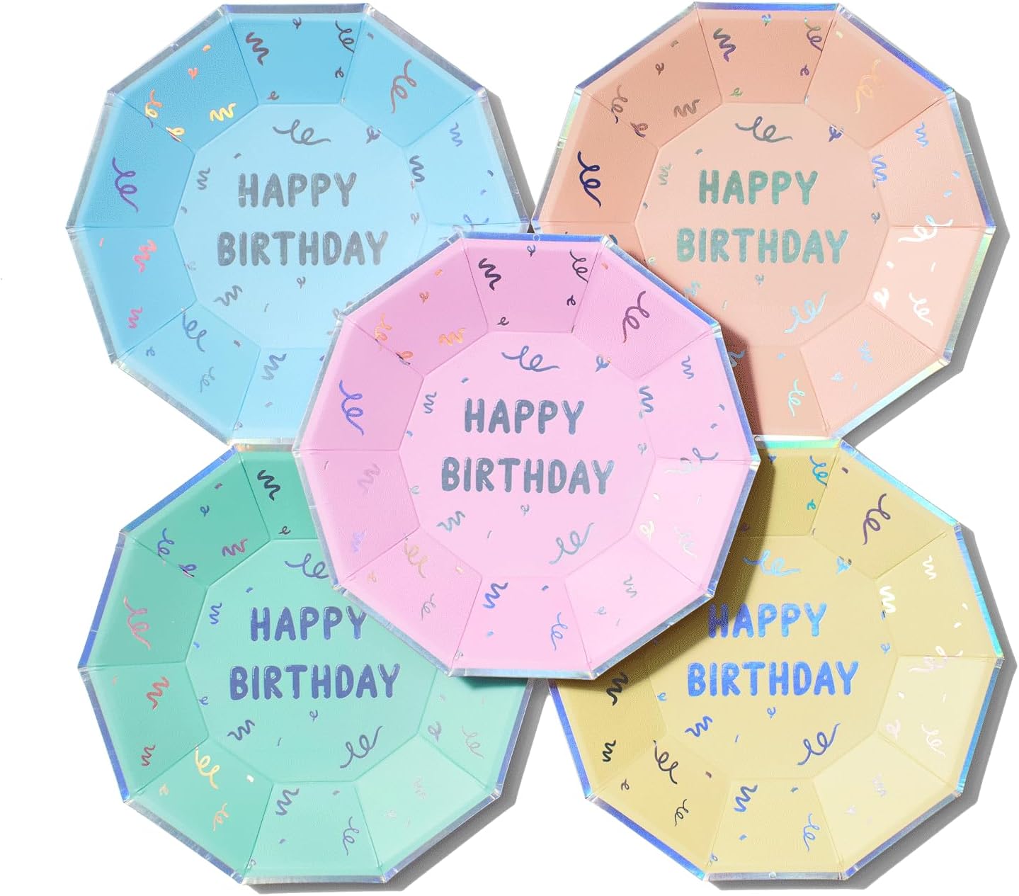 Coterie Happy Birthday Small Plates - 7.25” Disposable Party Plates (10-Pack) | Stylish Paper Plates for Cake, Desserts & Appetizers | Birthday Party Supplies for Kids & Adults