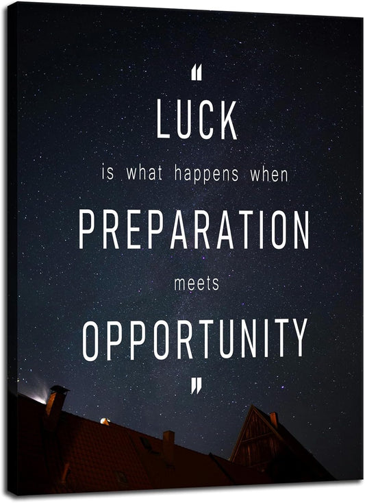 Inspirational Quote Poster "Luck Is Preparation Meets Opportunity" Motivational Wall Decor for Gym Office Bedroom Home Modern Artwork Ready to Hang[30" W X 40" H]