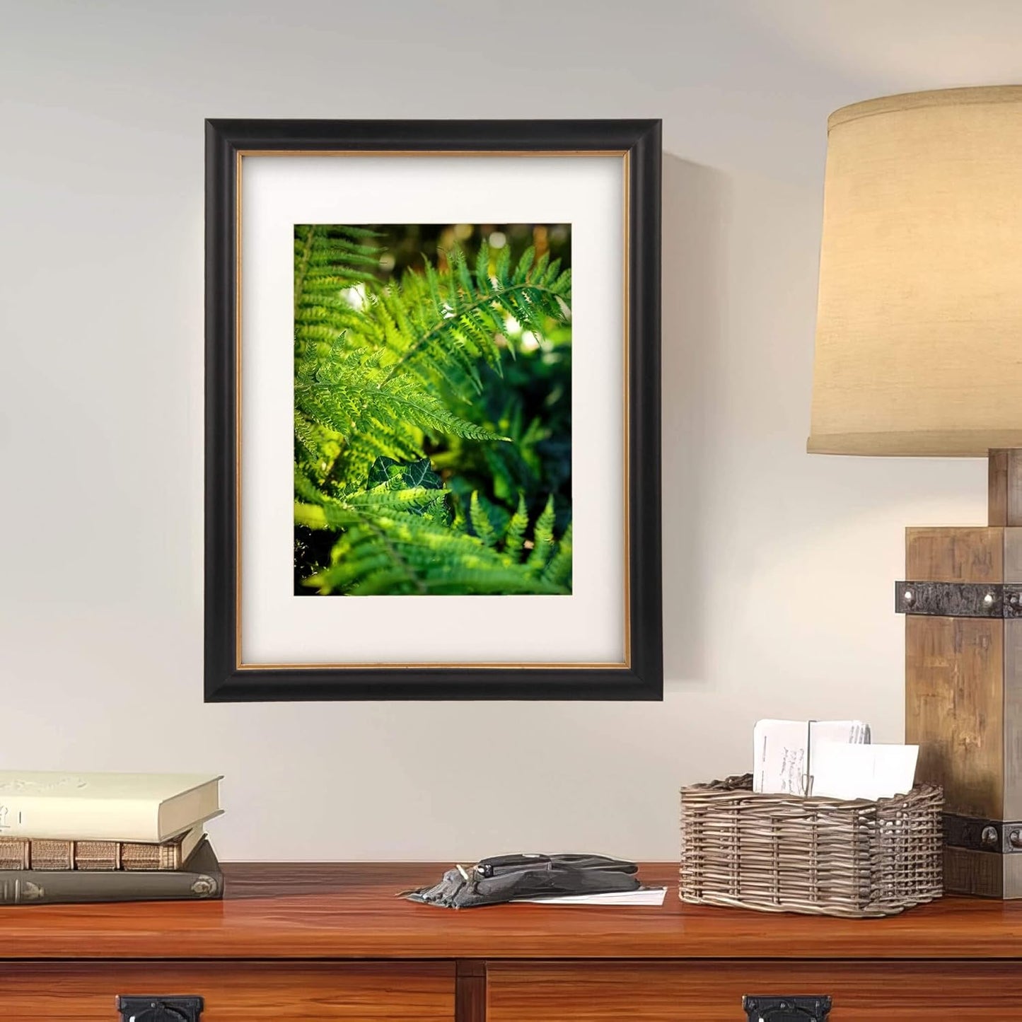 Eitida12x16 in 2 Pack Solid Wood Black and Gold 2 Tone Vintage Antique Retro Poster Picture Frame, Matted for 9x12 Photos, Drawings, Art Prints, Vertical or Horizontal Display, Gold Border