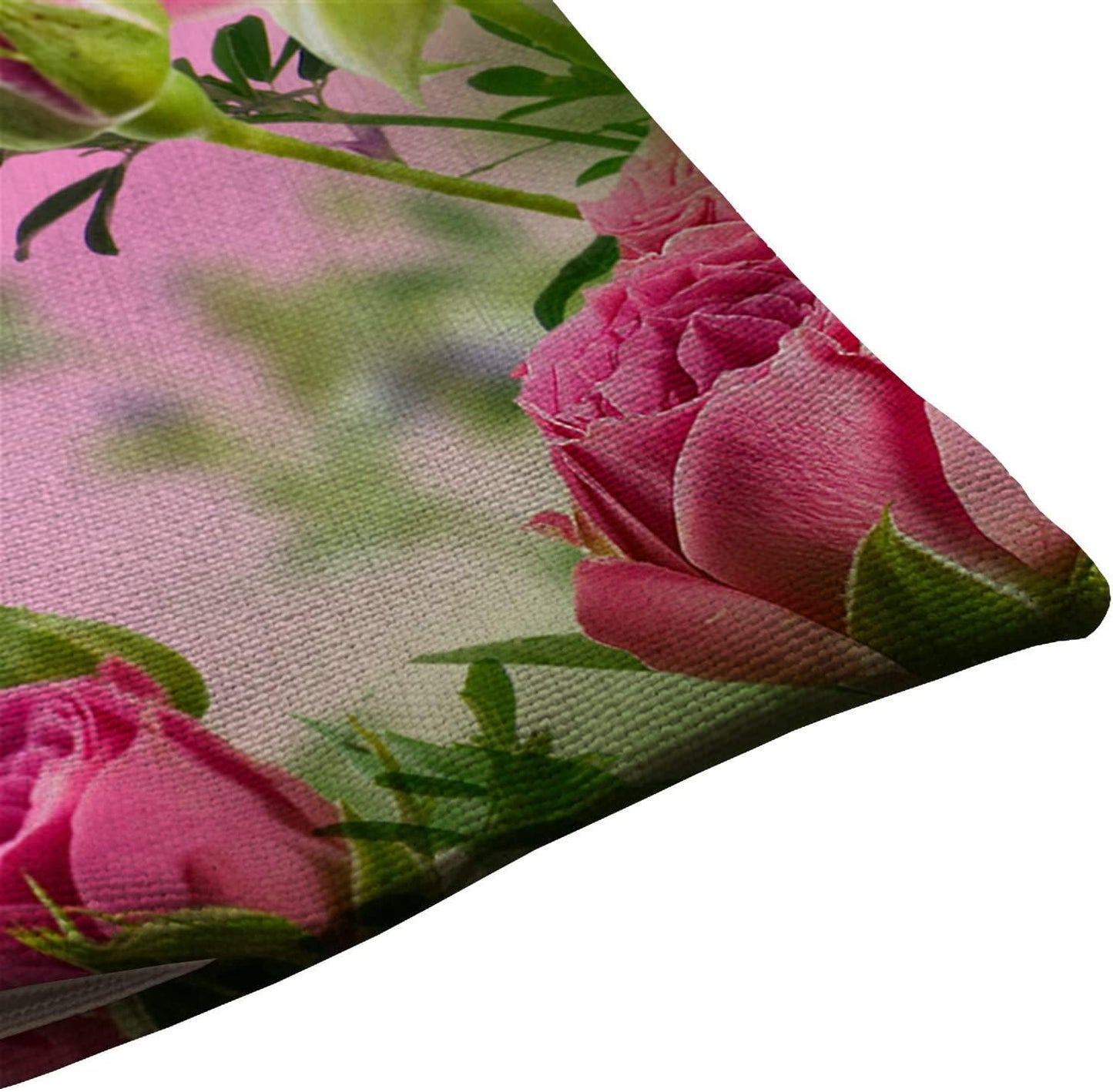 Flower Decor Butterfly Fliying on The Pink Rose Pillow Covers 12" x 20" Lumbar Pillow Covers Home Decorative Cotton Linen Cushion Case for Sofa Couch Housewarming Family Room Décor