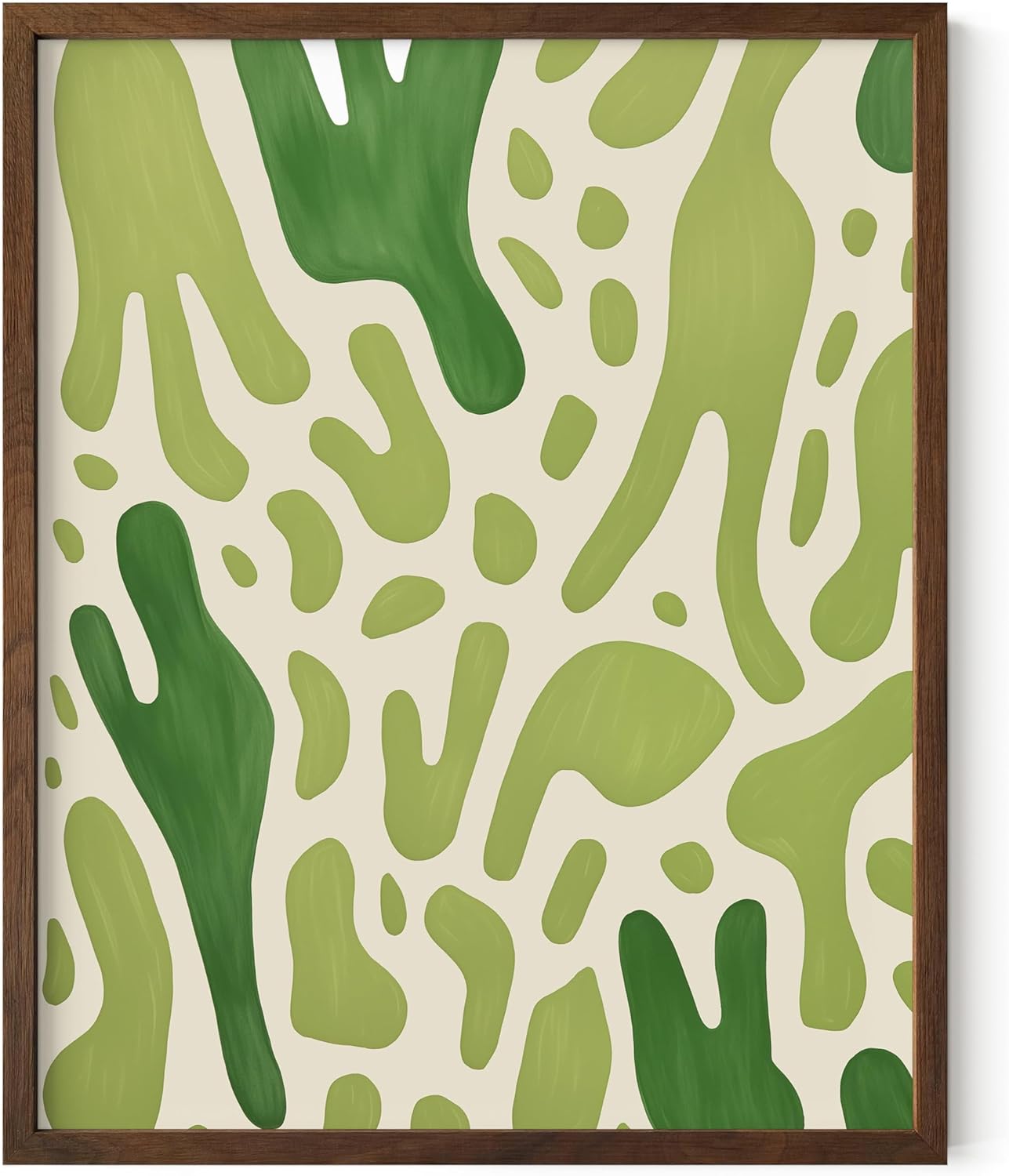 HAUS AND HUES Modern Abstract Wall Art - Blue and Green Living Room Art, Modern Artwork for Walls, Minimalist Picture for Living Room(Green Pattern, Walnut Frame, 16x20)