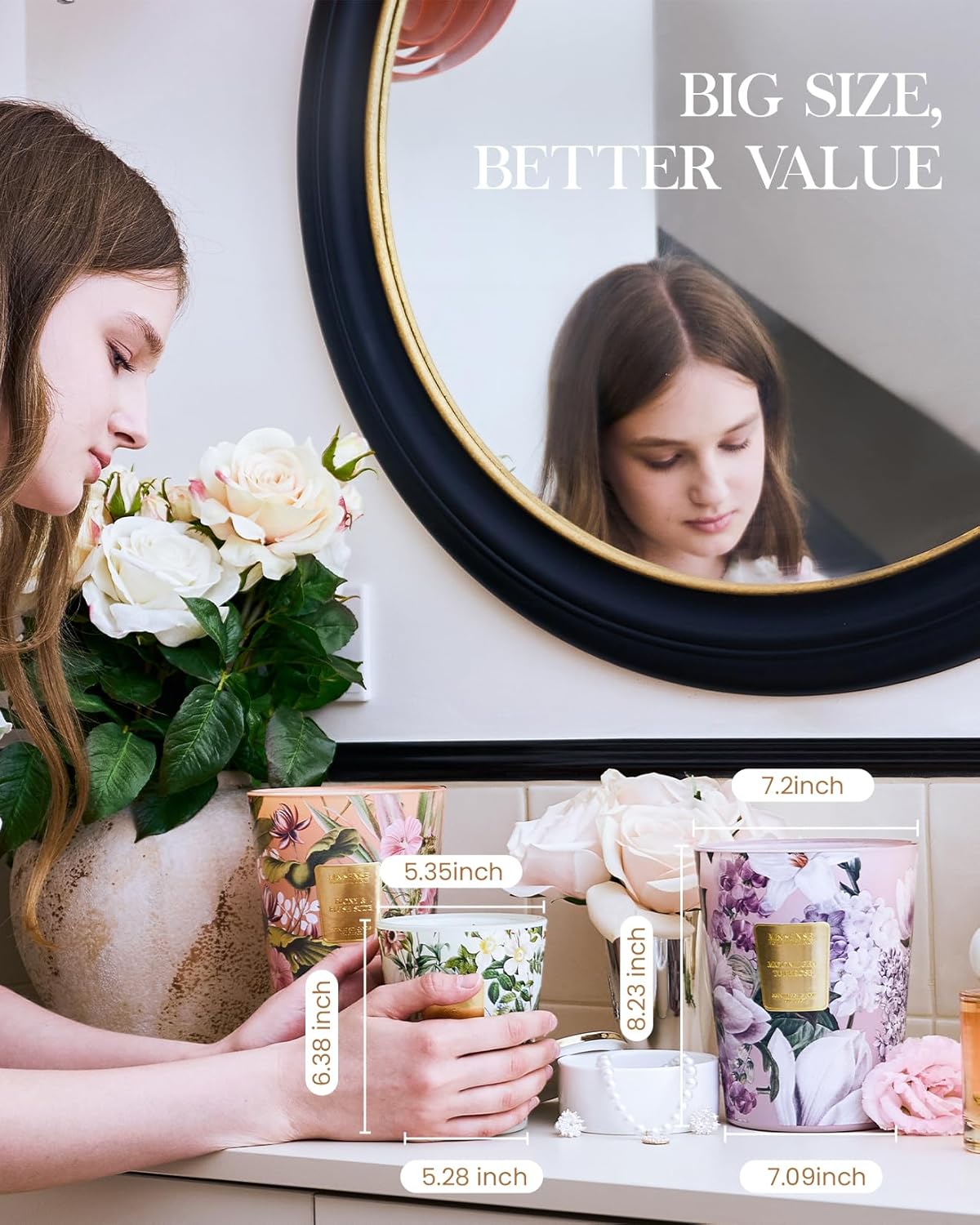 M&SENSE Extra Large Candle Sage Citrus Scented, 3-Wick 35oz 150H Long Lasting, Natural Soy Wax Aromatherapy Fall Winter Candle for Stress Relief, Home Fragrance Housewarming Gifts