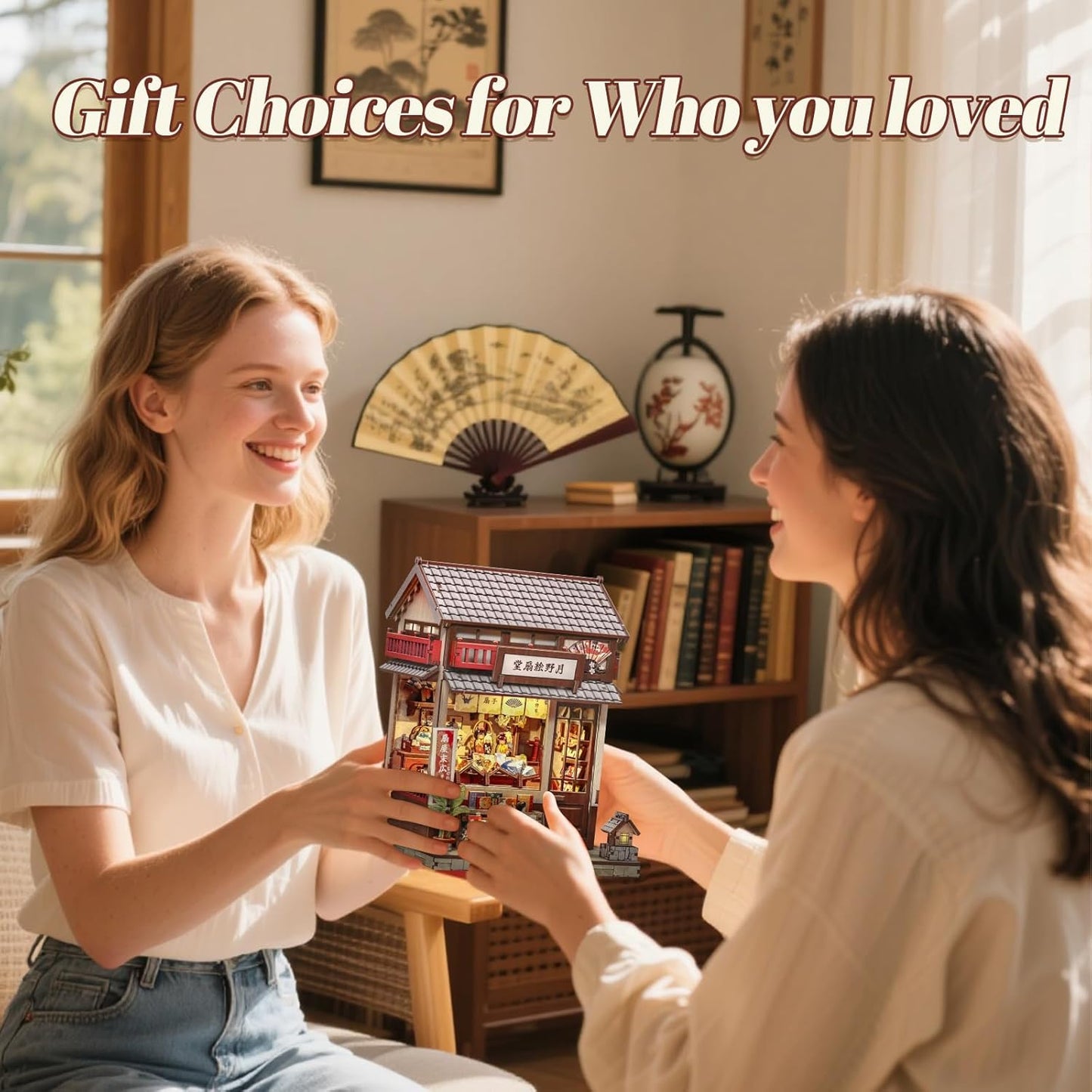 Fsolis Book Nook Kit - DIY Miniature House Kit for Adults Mini House Tiny 3D Puzzles for Bookshelf Diorama Decor Gifts for Women Teenagers Puzzle Lovers (Japanese Fan Shop)