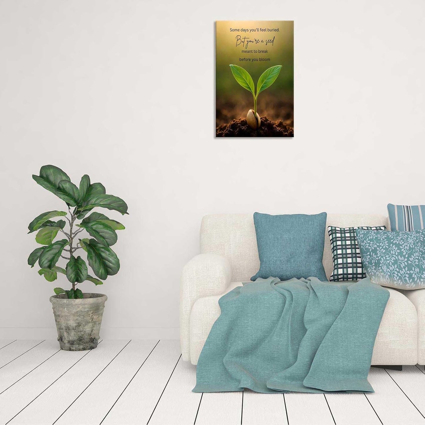 Inspirational Mental Health Poster Growth Mindset Wall Art Inspirational Text Seeds Prints Painting For School Office Wall Decor 24x36in Framed