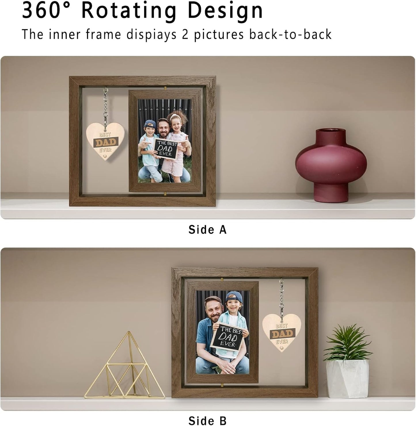 Best Dad Ever Picture Frame Gifts from Daughter Son Birthday Father's Day Christmas Gifts for Dad Who Want Nothing, Display Two 4x6