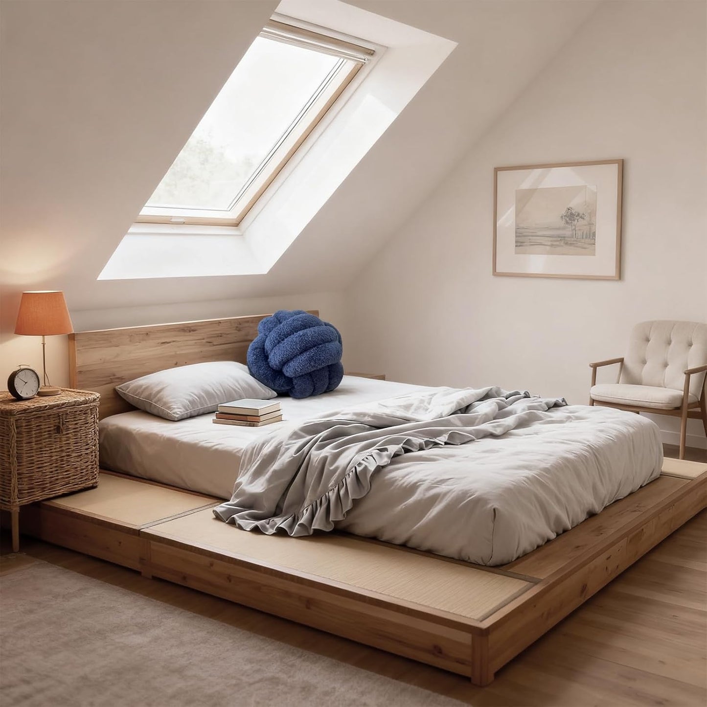 Knot Pillow Ball Plush - Decorative Throw Pillows for Bed Stress Relief, Round Knot Cushion for Sofa Decor Pet Toy, Navy 12 inch