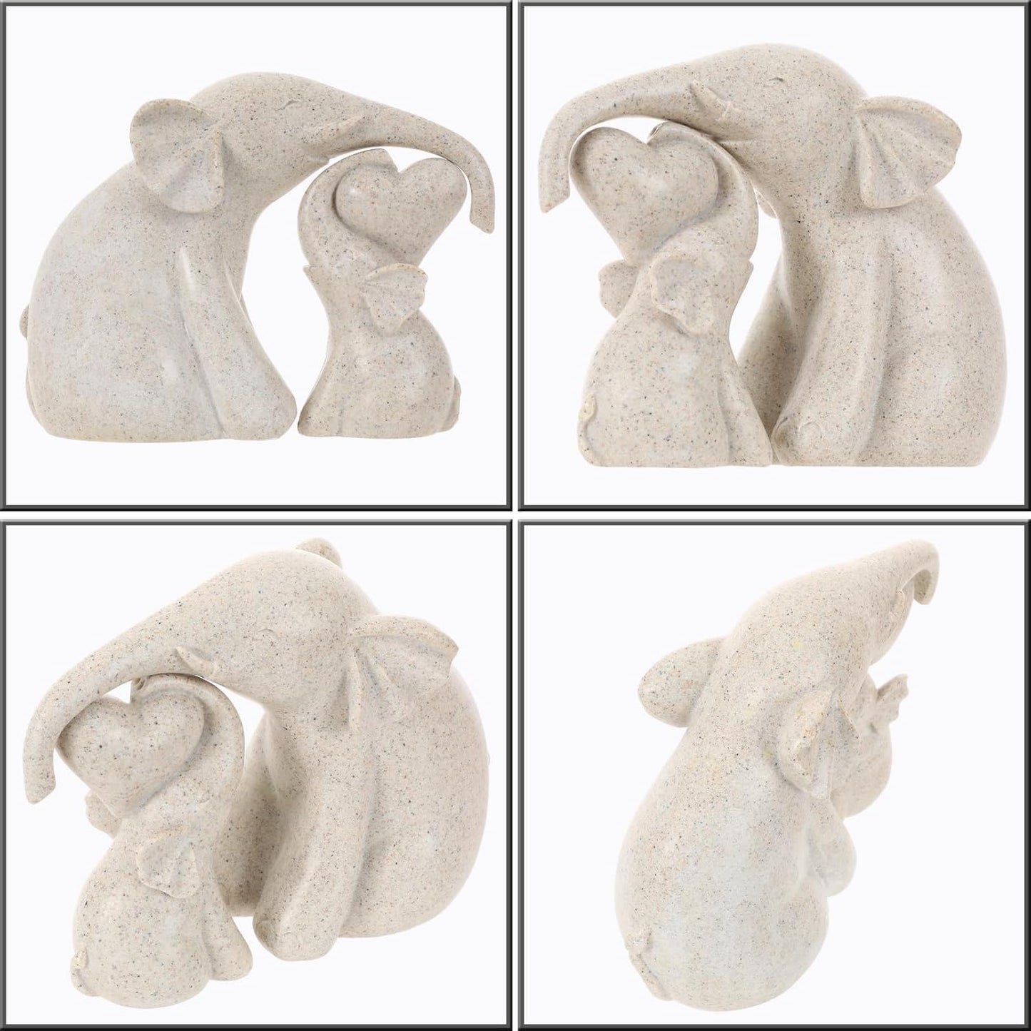 Cute Rock Sand Elephant Figurines Good Luck Elephant with The Baby Home Décor for Shelf Good Gifts for Women Animal Lovers Decoration for Living Room, Bedroom, Office