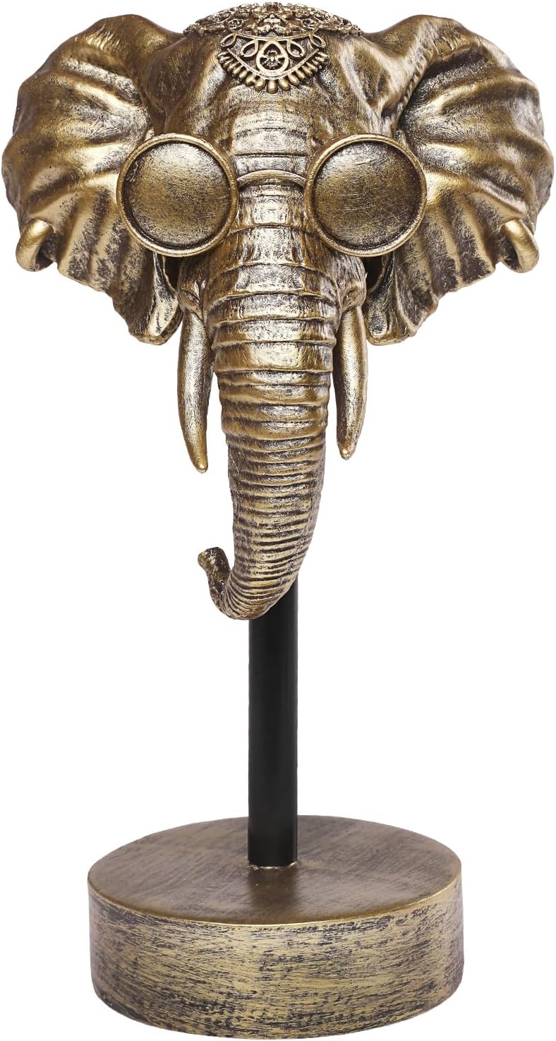 Handcrafted Resin Sculpture (Elephant)- Statue Decoration Modern Home Decor Accent, Trending Living Room & Office Decor, Elegant Tabletop & Shelf Decor for Desk, Bookshelf, Nightstand