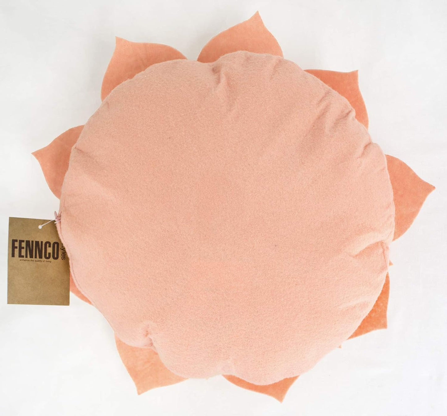 Fennco Styles Handmade 3D Heart-Shaped Petals Flower Decorative Throw Pillow Cover Only - 13" Round Rose Floral Pillow Case for Couch, Home Décor and Holiday, Housewarming Gift