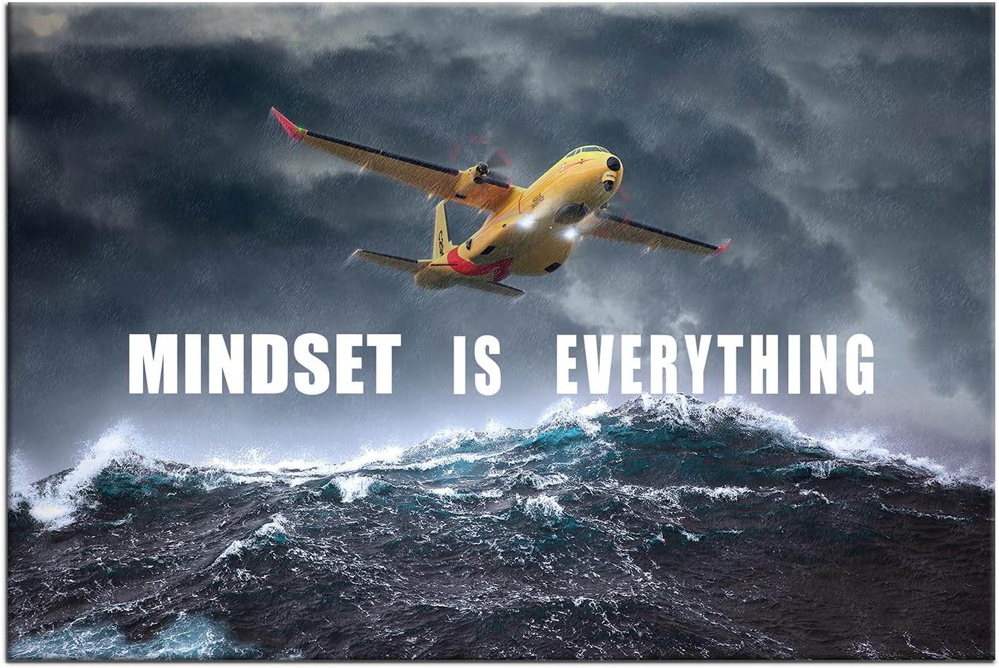 GoForArt Dream Big Motivational Canvas Wall Art, Inspirational Famous Quote Bedroom Living Room Decor, Positive Modern Landscape Mountain Office Dorm Room Poster Print (Airplane, 18.00" x 24.00")