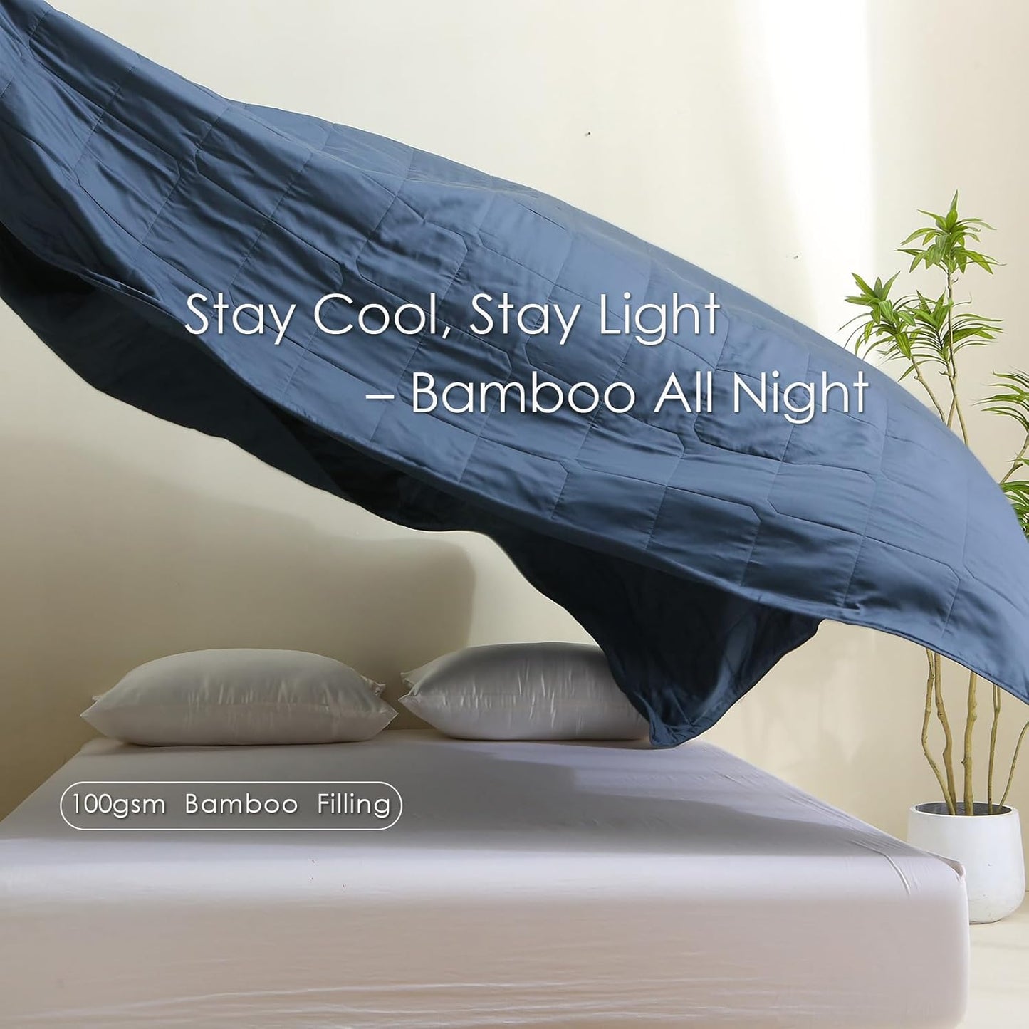 EP Mode Lightweight Quilt Blanket for Summer, Viscose from Bamboo Fabric & Filling, Natural, Breathable & Machine Washable- Navy Blue, King