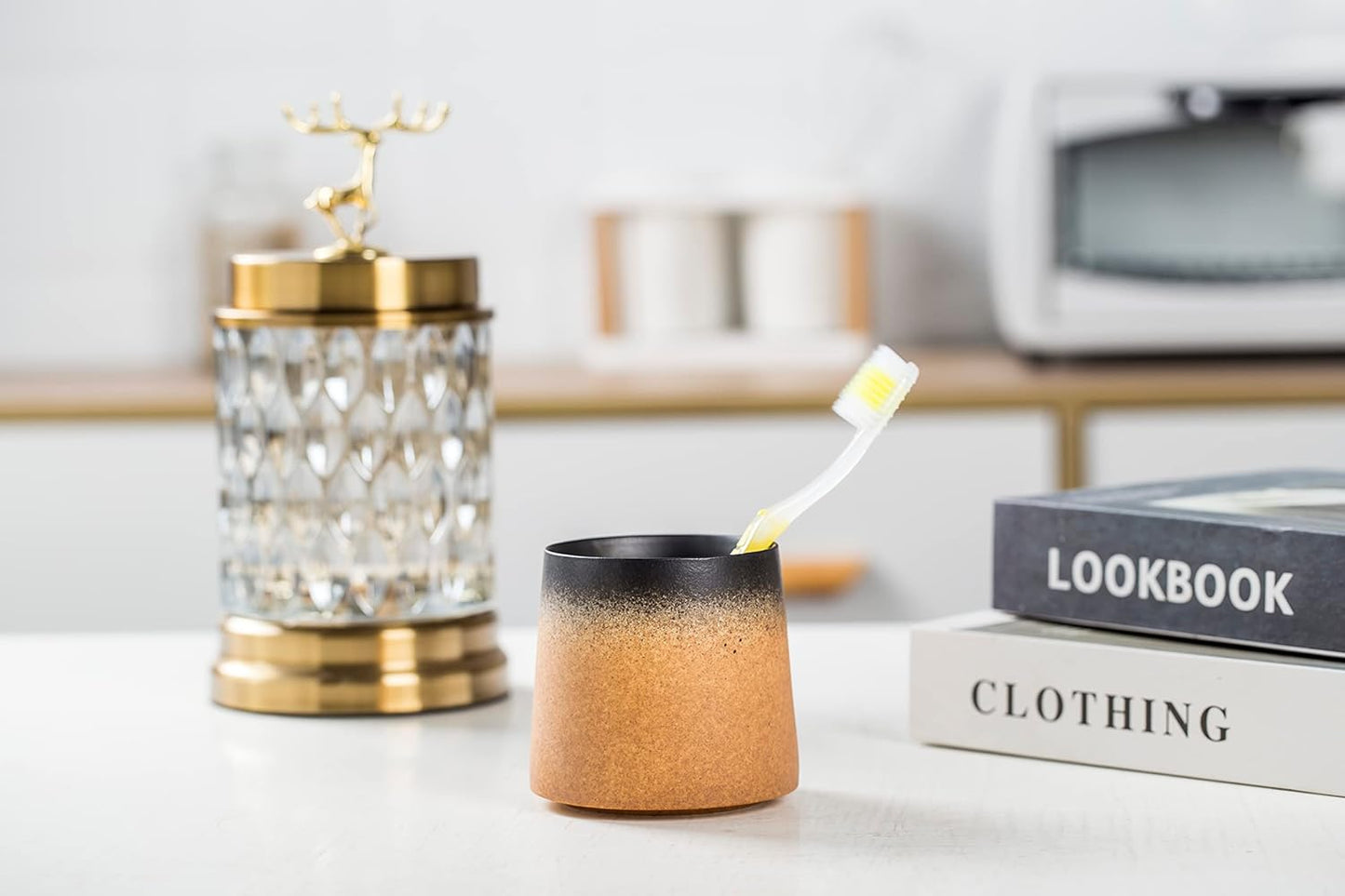 Big handmade Ceramic Coffee Mugs for Men/Women,10oz Tea Cup for Office and Home,Microwave and Dishwasher safe,Gift for Parents,Family and Friends(Burnt yellow)