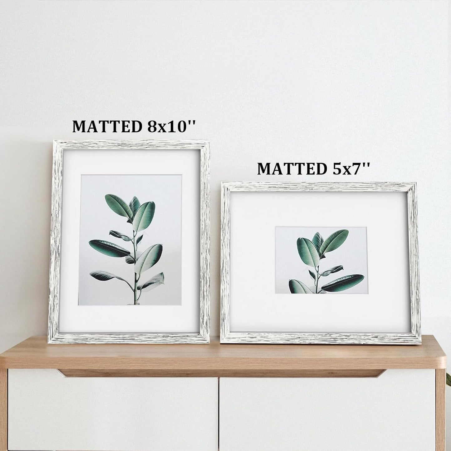 Egofine 11x14 Picture Frames Set of 4, Made of Solid Wood Covered by Plexiglass 5x7 and 8x10 with Mat or 11x14 without Mat, for Table Top Display and Wall Mounting Photo Frame Driftwood White