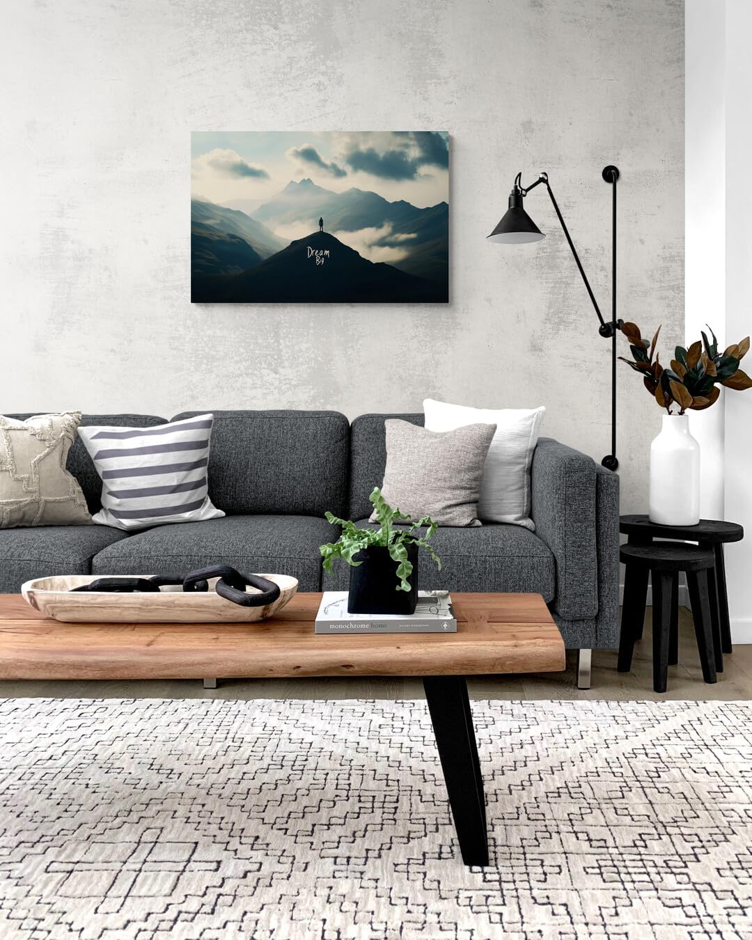 GoForArt Dream Big Motivational Canvas Wall Art, Inspirational Famous Quote Bedroom Living Room Decor, Positive Modern Landscape Mountain Office Dorm Room Poster Print (Dream Big02, 24''x36'')