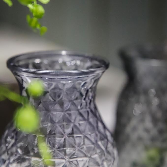Vase for Flowers Small Glass Vases for Home Decor Table Centerpieces Living Room Bedroom Bookshelf Kitchen Modern Office Wedding Decoration Vintage Flower Vases Grey White