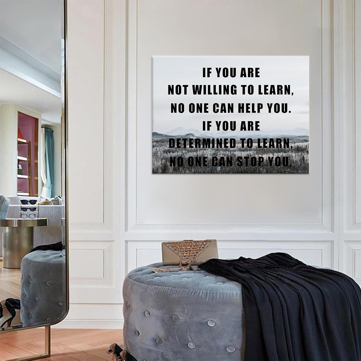 Inspirational Wall Art Positive Sayings Poster Quotes Wall Decoration Motivational Picture Picture Artwork for Livingroom Bedroom Office Wall Decor Framed Art Decoration Ready to Hang [24''Wx 18''H]