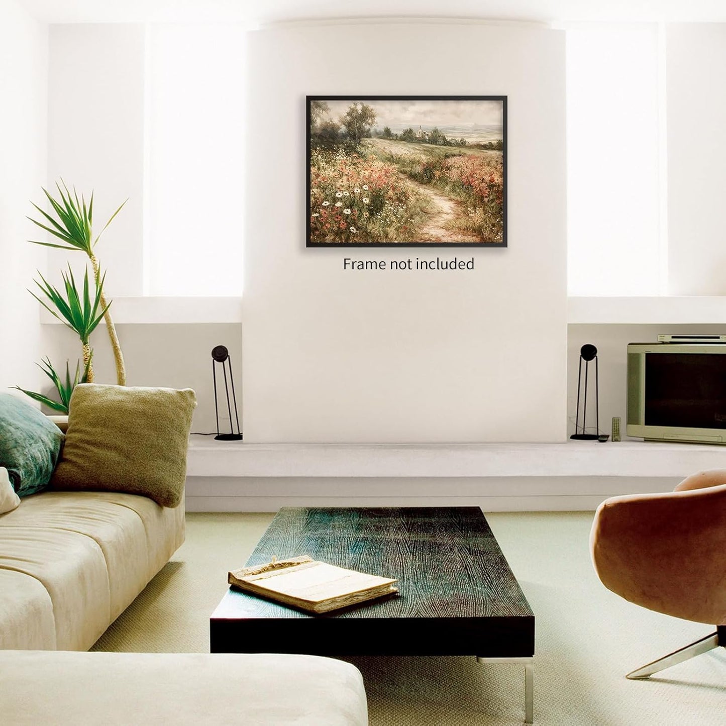 Haitunone Landscape Wildflower Wall Art Nature Botanical Floral Posters Retro Cottagecore Plant Paintings Canvas Prints for Farmhouse Living Room Wall Decor 16x24 inch Unframed