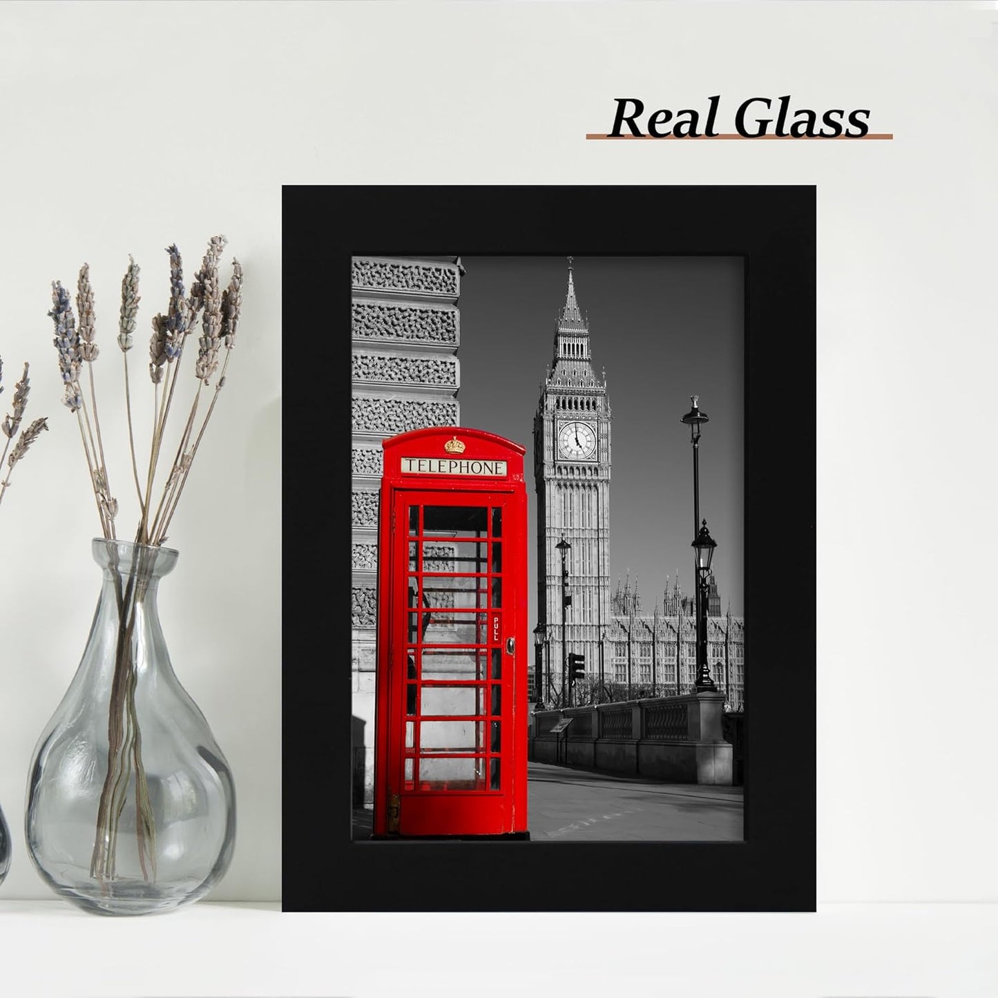 iRahmen 6x9 Picture Frame Set of 2 with HD Glass, Black Wood Photo Frames for Horizontal or Vertical Tabletop and Wall Mounting