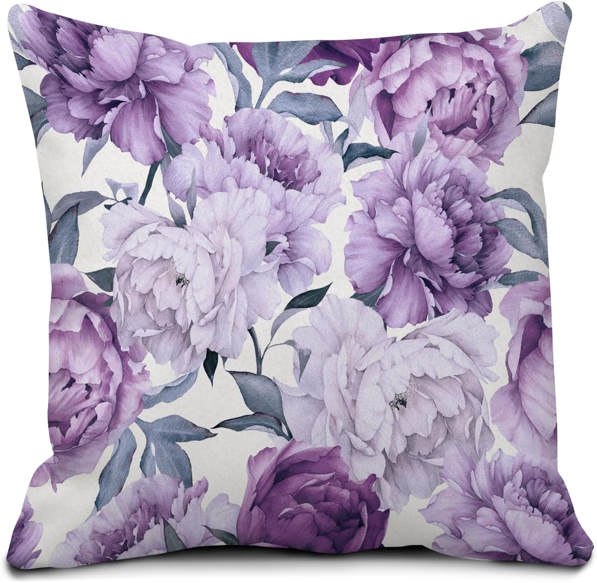 Decorative Throw Pillow Covers 18x18 Inch, Cute Home Decor for Living Room Outdoor Funny Pillowcase Polyester Cushion Case Purple Floral