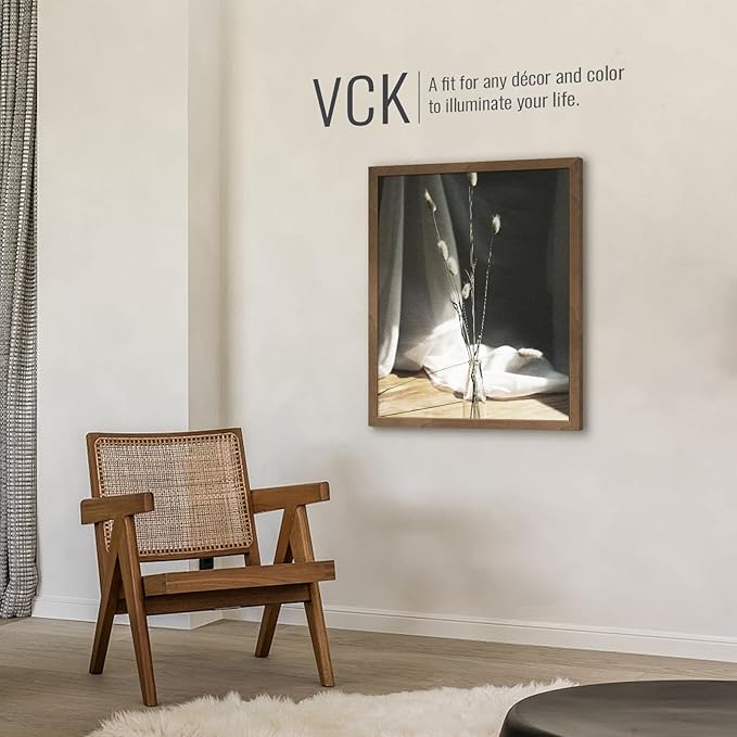 VCK 24x30 Poster Frame 3 Pack - Brown Walnut, Exclusive Natural Wood Grain Solid Wood Picture Frame, Wall Hanging