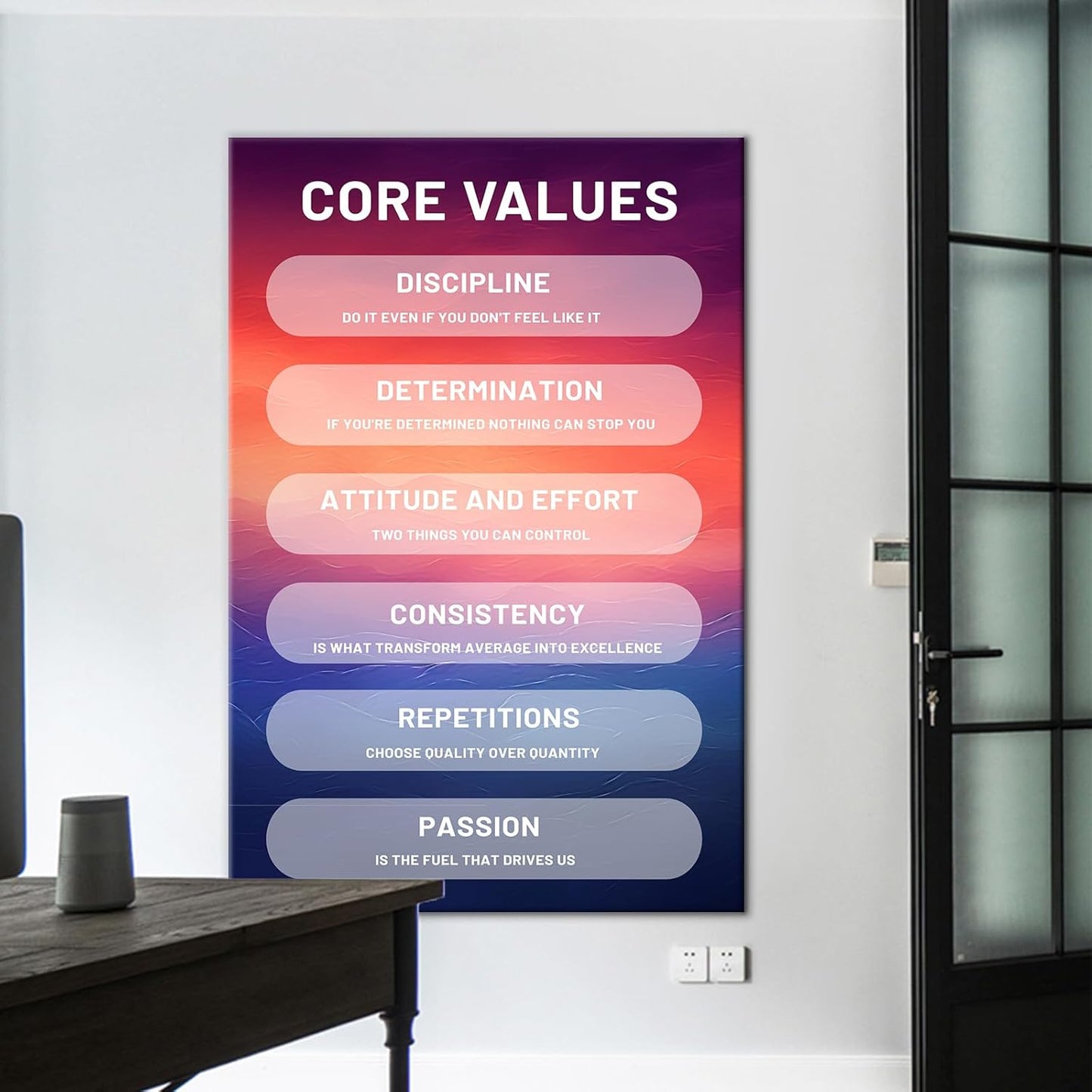 Inspirational Canvas Poster Print Motivational Core Values Entrepreneur Quotes Picture Wall Art for Modern Home Living Room Office Workplace Wall Decor Artwork Ready to Hang [24''Wx36''H]