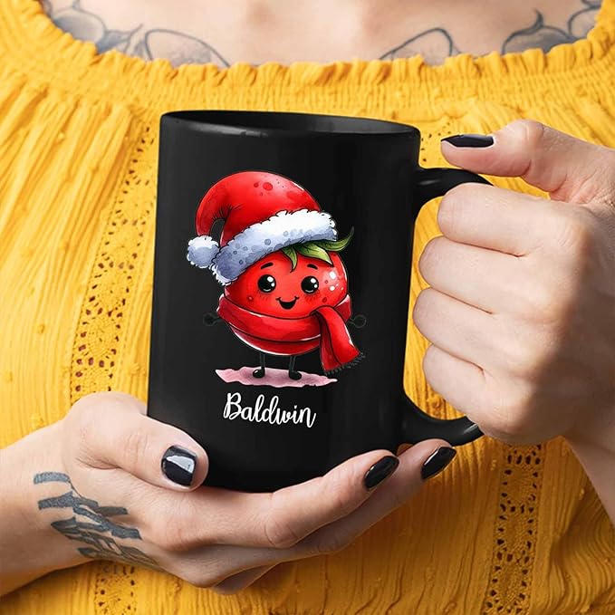 Tomato Travel Mug Gift For Dad Mom Tomato Fans, Personalized Name Tomato Lover Tea Cup Gift For Christmas, Tomato Themed Coffee Mug, Tomato Enthusiasts Gifts, Tomato Mug, Black Cup 11oz 15oz