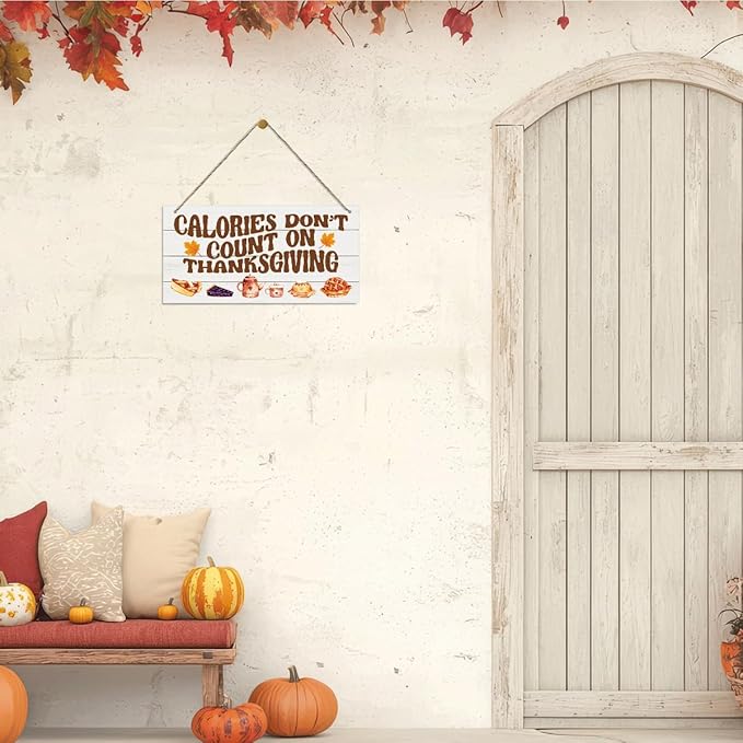 Thanksgiving Decor, Decorative Wood Hanging Wood Plaque, Thanksgiving Wall Decor Art, Thanksgiving Party Decorations, Fall Decorations for Home, Calories Don't Count On Thanksgiving