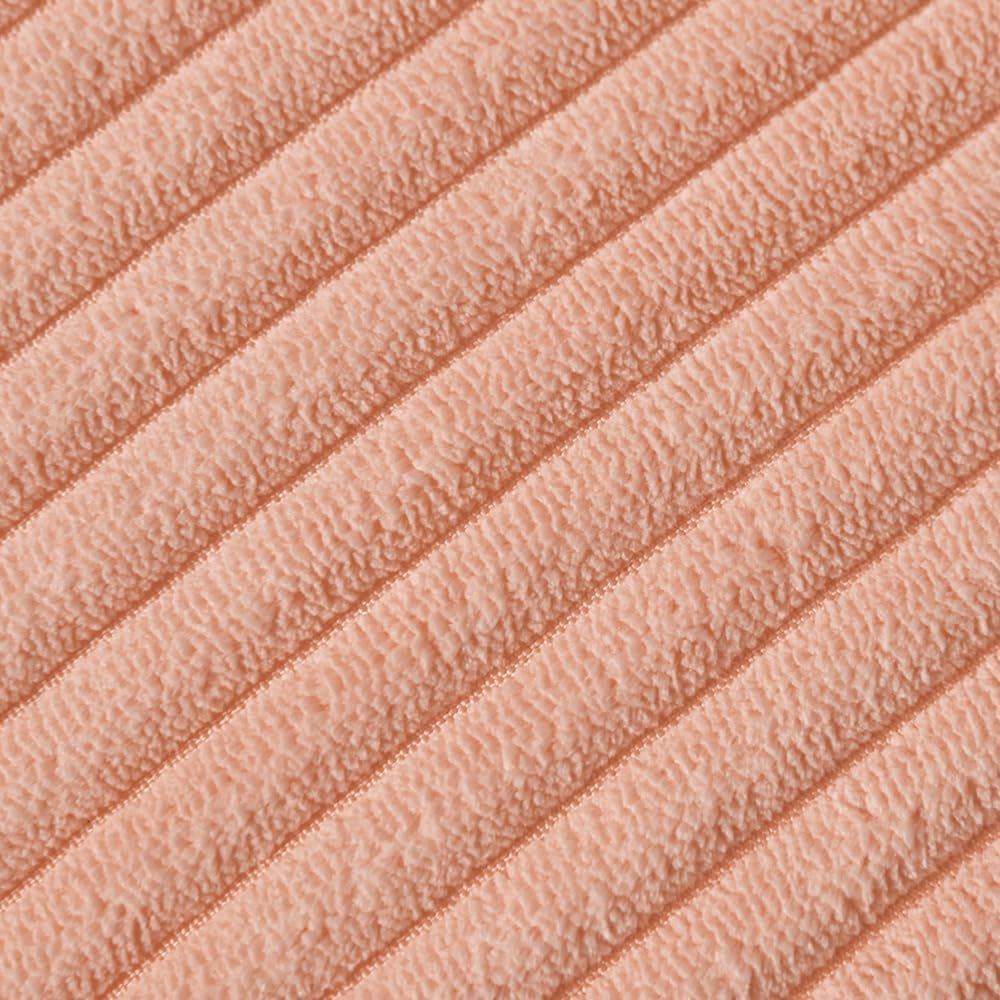 Fancy Homi Pack of 2 Peach Decorative Throw Pillow Covers 20x20 Inch with Pom-poms for Couch Bed Living Room, Farmhouse Boho Home Decor, Soft Corduroy Solid Coarl Square Cushion Case 50x50 cm