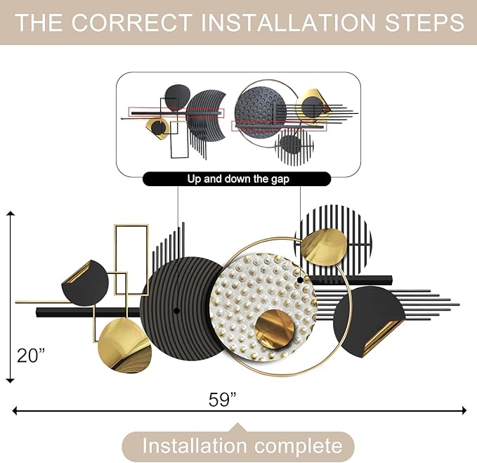 Wall Art Decor Wall Art Framed Minimalist Abstract Geometric Wall Sculptures Decoration Large Size 59 × 20 Inch Wall Decor Aesthetic Bathroom Bedroom Living Room Kitchen Home Office Wall Hanging