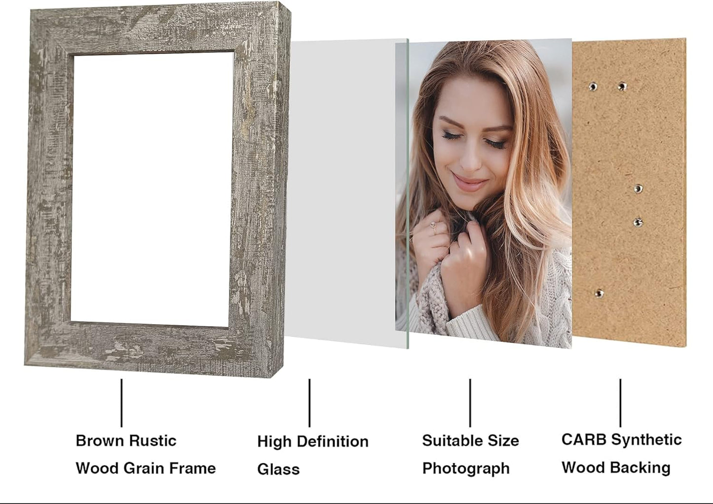 iRahmen 8x10 Picture Frame Set of 4, High Definition Glass Distressed Moss Green Frame, 8 x 10 Wood Photo Frames for Tabletop Display and Wall Mounting