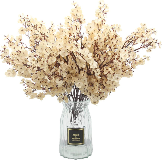 Hananona 10 Pcs Babys Breath Artificial Flowers Real Touch Fake White Flowers Silk Flowers for Spring Wedding Decor Indoor Floral Arrangement Table Centerpieces Home Decor (White, 10)