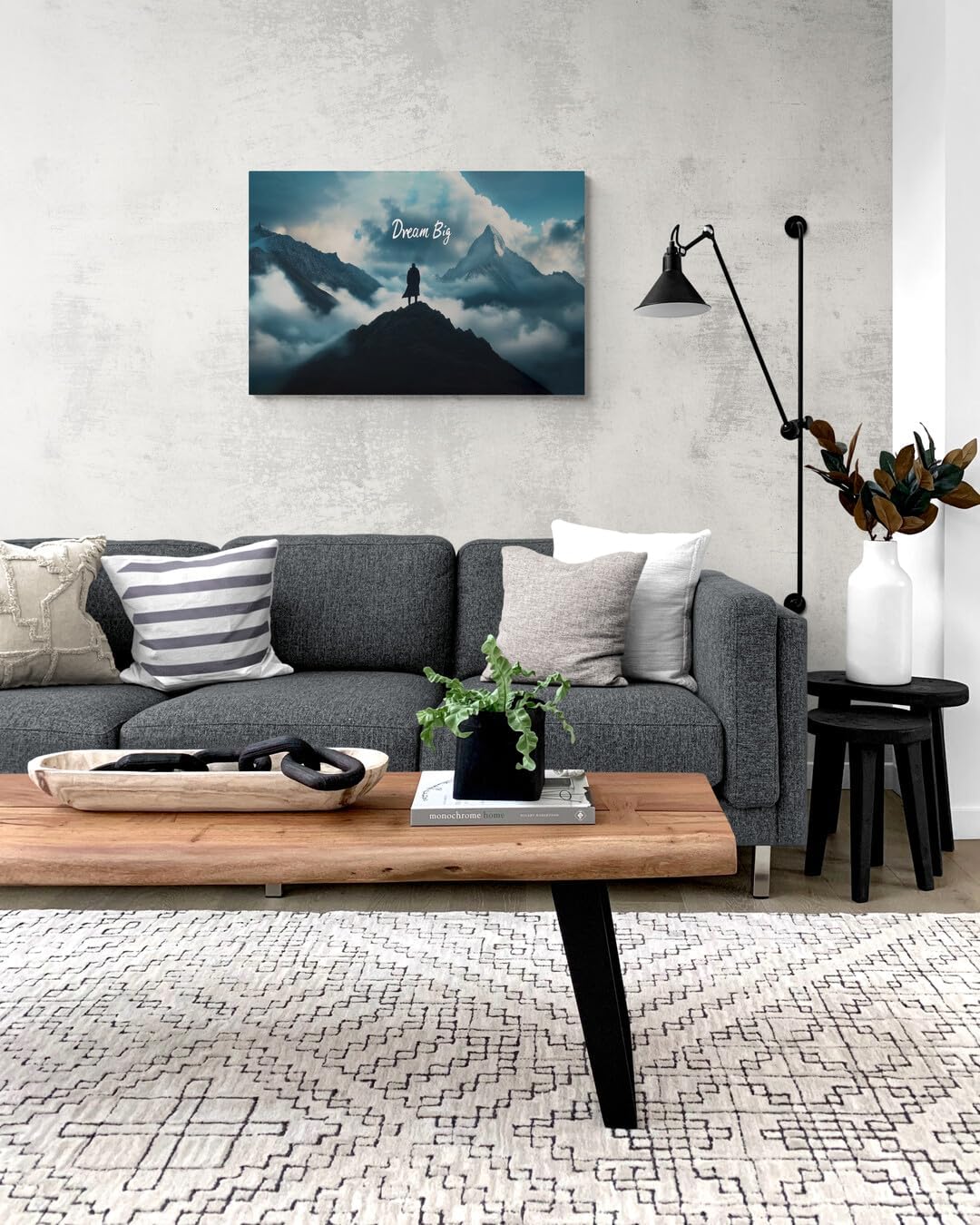 GoForArt Dream Big Motivational Canvas Wall Art, Inspirational Famous Quote Bedroom Living Room Decor, Positive Modern Landscape Mountain Office Dorm Room Poster Print (Dream Big01, 24''x36'')